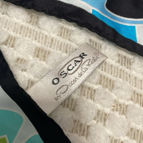 Vintage Oscar De La Renta Floral Geometric Silk Scarf - Picture 2 of 10